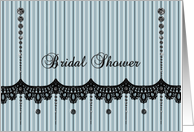Bridal Shower - Stripes - Lace - Black Rhinestone Look card