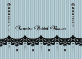 Surprise Bridal Shower - Stripes - Lace - Black Rhinestone Look