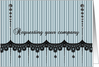 Rehearsal Dinner - Stripes - Lace - Black Rhinestone Look card