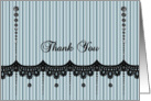Thank You - Stripes - Lace - Black Rhinestone Look card