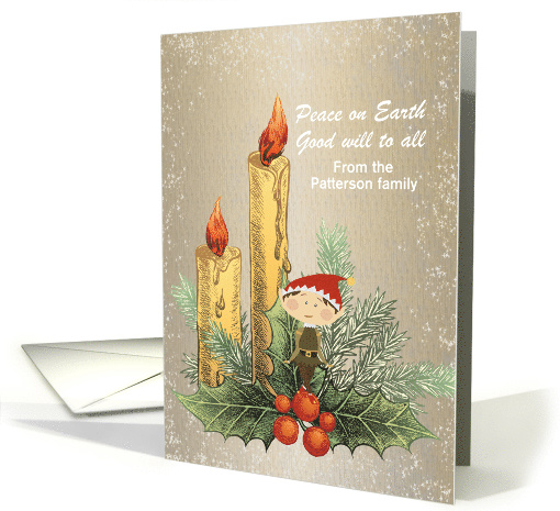 Christmas - Peace Elf under Candle light card (720616)