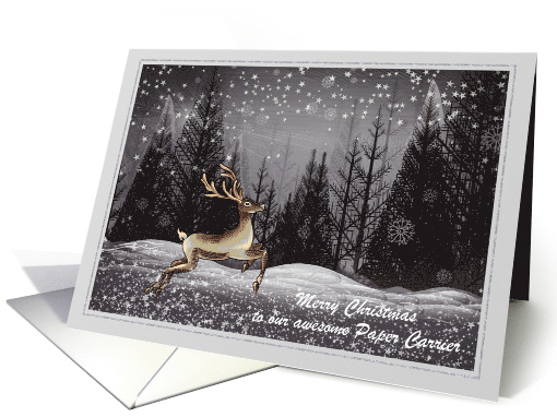 Christmas - Newspaper Carrier - Forest Deer in the Night card (722345)