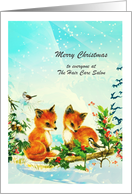 Christmas - Hairdresser - Stylist - Foxes + Birds card