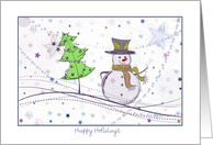 Happy Holidays - Snowman Colored Pencil Sketch card
