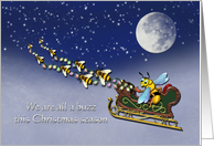 Christmas - Honey Bees - Flying a Sleigh card