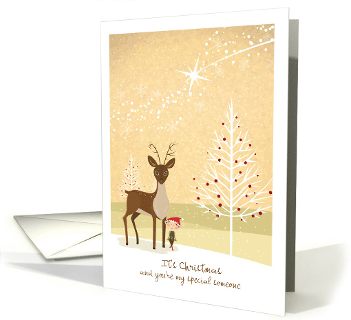 Christmas - Secret Santa - An Elf + his Reindeer card (724874)