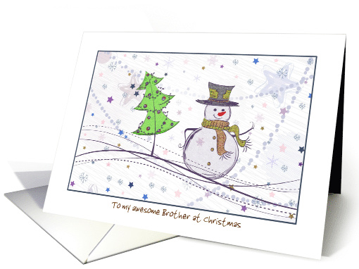 Christmas - Brother - Snowman Pencil Sketch card (726931)
