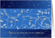 Thank you - Wedding Attendant - Floral Vine - Glitter look design card