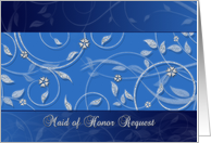 Maid of Honor - Floral Vine - Glitter look design card