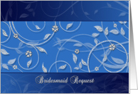 Bridesmaid - Floral Vine - Glitter look design card