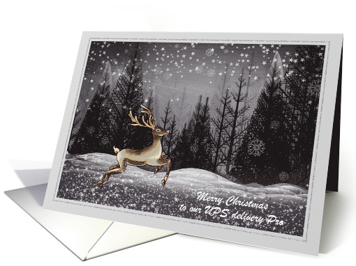 Season's Greetings - UPS - Reindeer Prancing through the Snow card