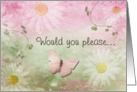 Flower Girl Invitation - Flowers and Butterfly card