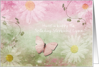 Birthday 11th - Feminine Daises + Butterfly card