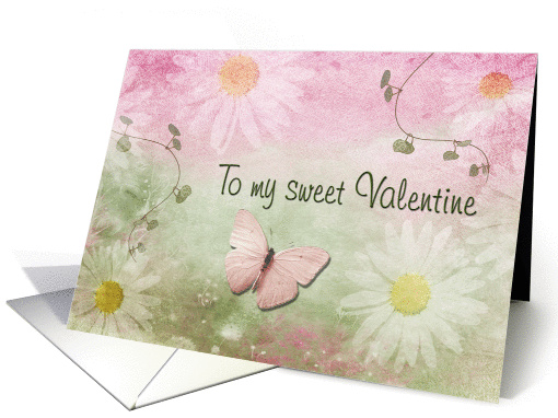 A Valentine to anyone - Pastel Butterfly + Daisies card (738863)
