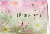 Thank You - Flowers and Butterfly card
