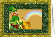 Note Card - Leprechaun - Gold - Rainbow card