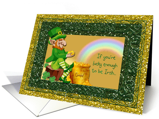 St. Patrick's Day - Leprechaun + Pot of Gold card (743882)
