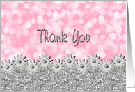 Thank You - Wedding Attendants - Bokeh and Flowers in Silver card