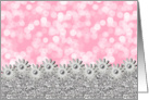 Note Card- Bokeh and Flowers - Silver Pink card