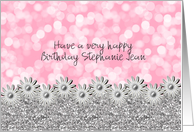 Birthday - Daughter - Silver + Pink - Girly Girl card