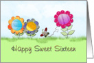 Birthday 16th - Flowers and Butterfly card