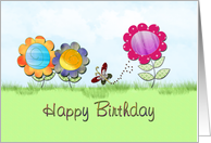 Birthday - Flowers and Butterfly card