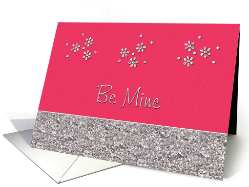 Valentine - Be mine - Simple flowers - Glitter look card (748268)