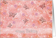 Birthday - Butterfly - Flowers - Pearls card