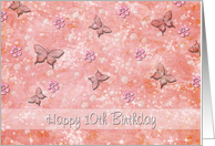 Birthday 10th - Butterfly - Flowers - Pearls card