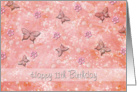 Birthday 11th - Butterfly - Flowers - Pearls card