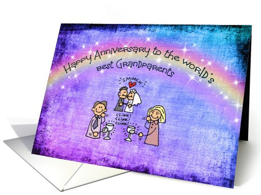 Anniversary - Grandparents - Rainbow - Kissing Couple card (753048)