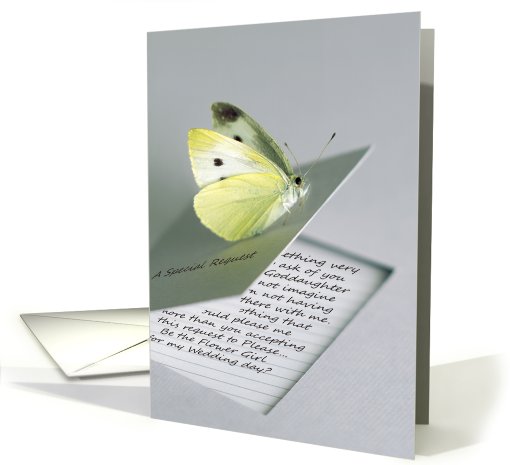 Flower Girl Request - Goddaughter - Yellow Butterfly Sulphur card