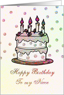 Birthday - Niece - Cake with Roses and Candles card