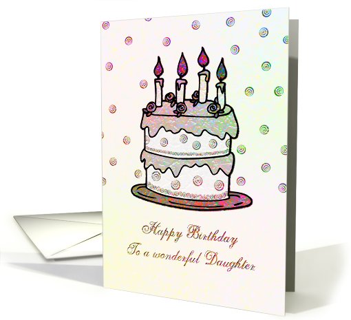 Birthday - Daughter - Cake with Roses and Candles card (768222)