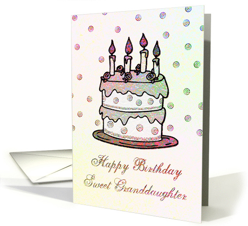 Birthday - Granddaughter - Cake with Roses and Candles card (768225)