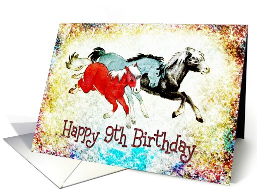 Birthday - 9th - Three Ponies card (768339)