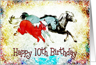 Birthday - 10th - Three Ponies card