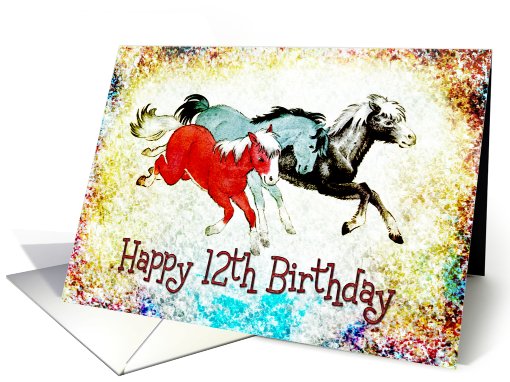 Birthday - 12th - Three Ponies card (768344)