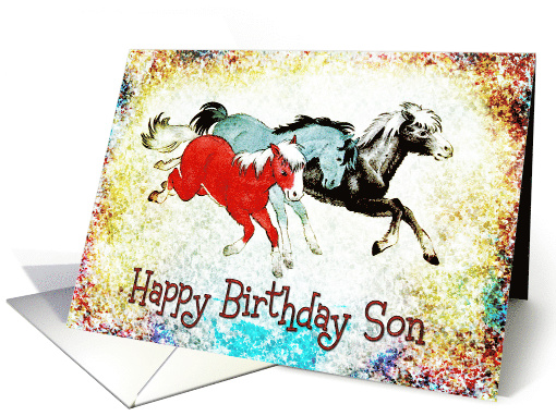 Birthday - Son - Three Ponies card (768353)