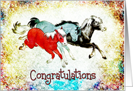 Congratulations - Three Crayon look Ponies card