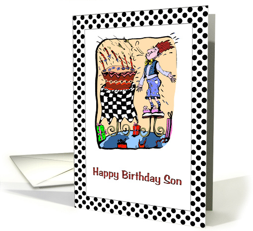 Birthday - Son - Male Blowing Cake Candles Out card (768901)