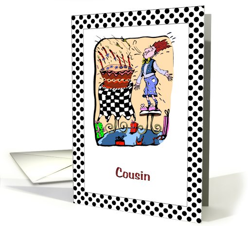 Birthday - Cousin - Male Blowing Cake Candles Out card (768908)