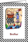 Birthday - Brother - Male Blowing Cake Candles Out card