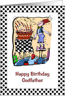 Birthday - Godfather - Male Blowing Cake Candles Out card