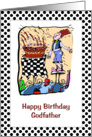 Birthday - Godfather - Male Blowing Cake Candles Out card
