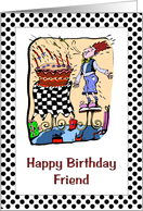 Birthday - Friend - Male Blowing Cake Candles Out card