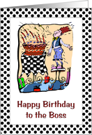 Birthday - Boss - Male Blowing Cake Candles Out card