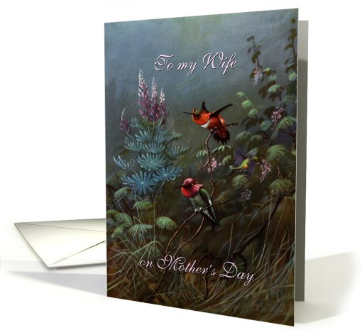 Mother's Day - Wife - Hummingbirds - Vintage Style Look card (777445)