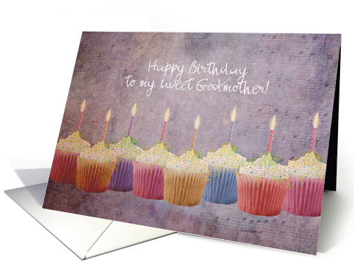 Happy Birthday - Godmother - Sweet Feminine Cupcakes card (783023)