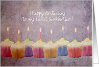 Happy Birthday - Godmother - Sweet Feminine Cupcakes card